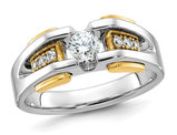 Men's 14K White and Yellow Gold 1/2 Carat (ctw) Lab-Grown Diamond Ring
